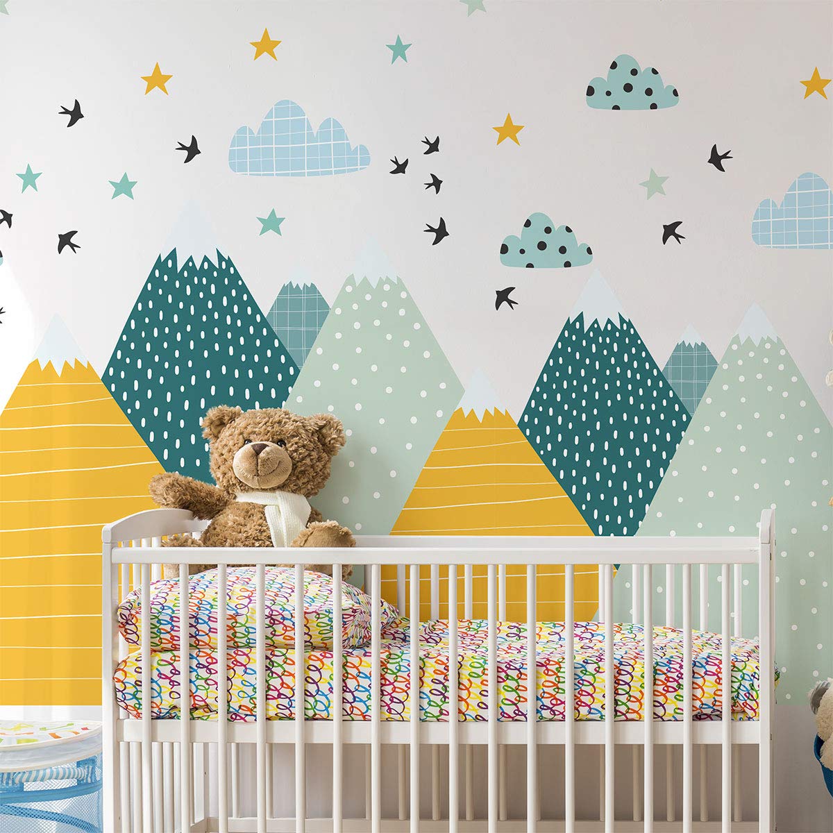 Ambiance - Adesivo da parete per bambini, decorazione gigante, stile scandinavo, per camera dei bambini, 55 x 110 cm, 1 pezzo
