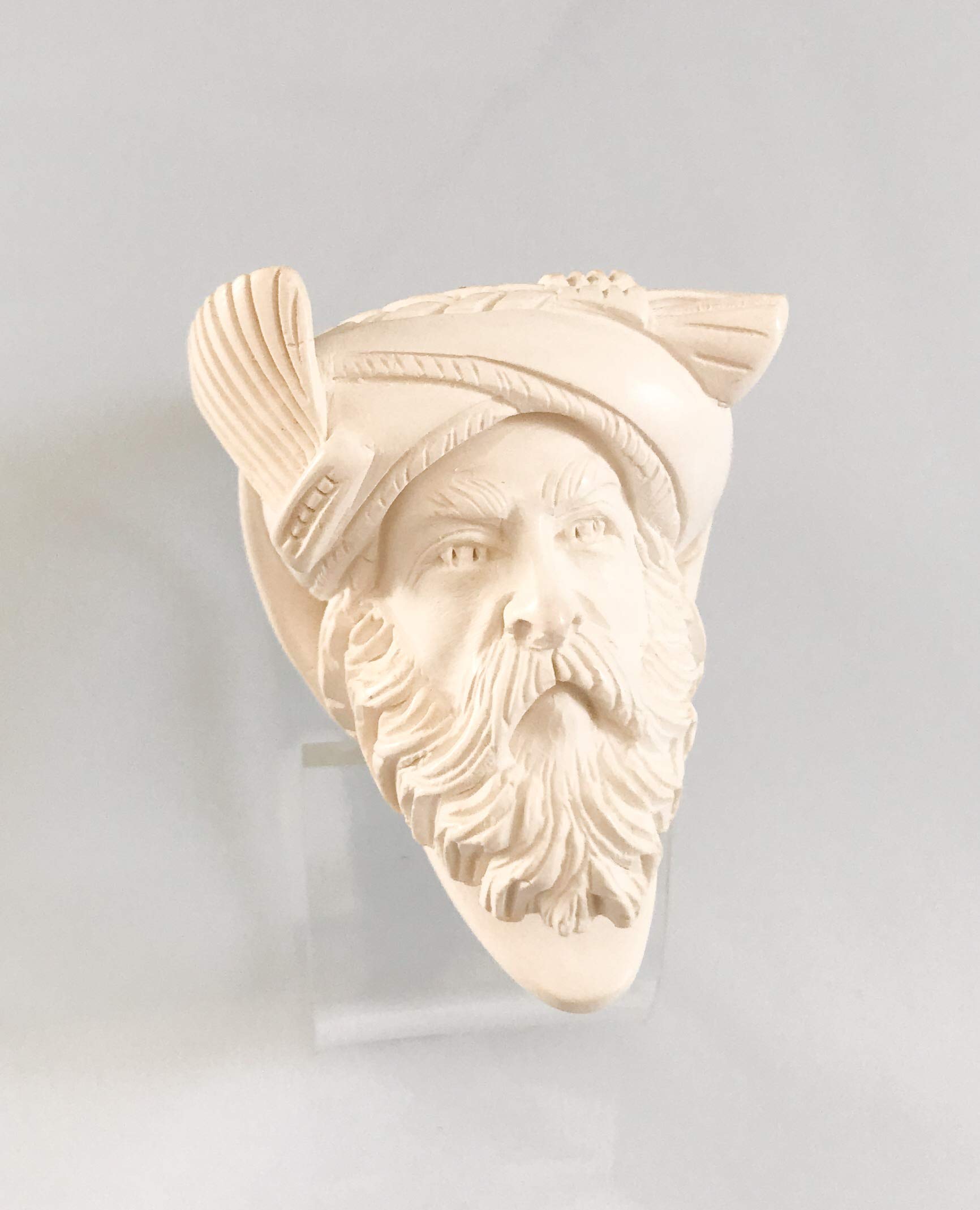 White Turkish Meerschaum Smoking Pipe Handcrafted 5.44 inches in Length, Unique Design