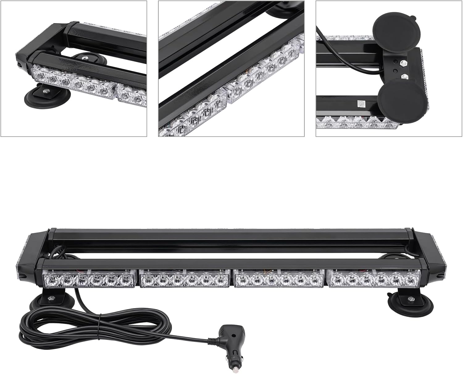 26" 56 LED Blue Strobe Flash Light Bar, Emergency Strobe Light PVC Aluminum Alloy Strobe Flash Light with Power Cord Length 4.84m