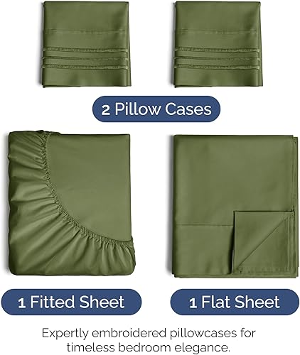 Vista 886 de Juego de sábanas de 4 piezas tamaño king, extrasuaves, transpirables y refrescantes con esquinas profundas, sábanas de fácil ajuste y sin arrugas