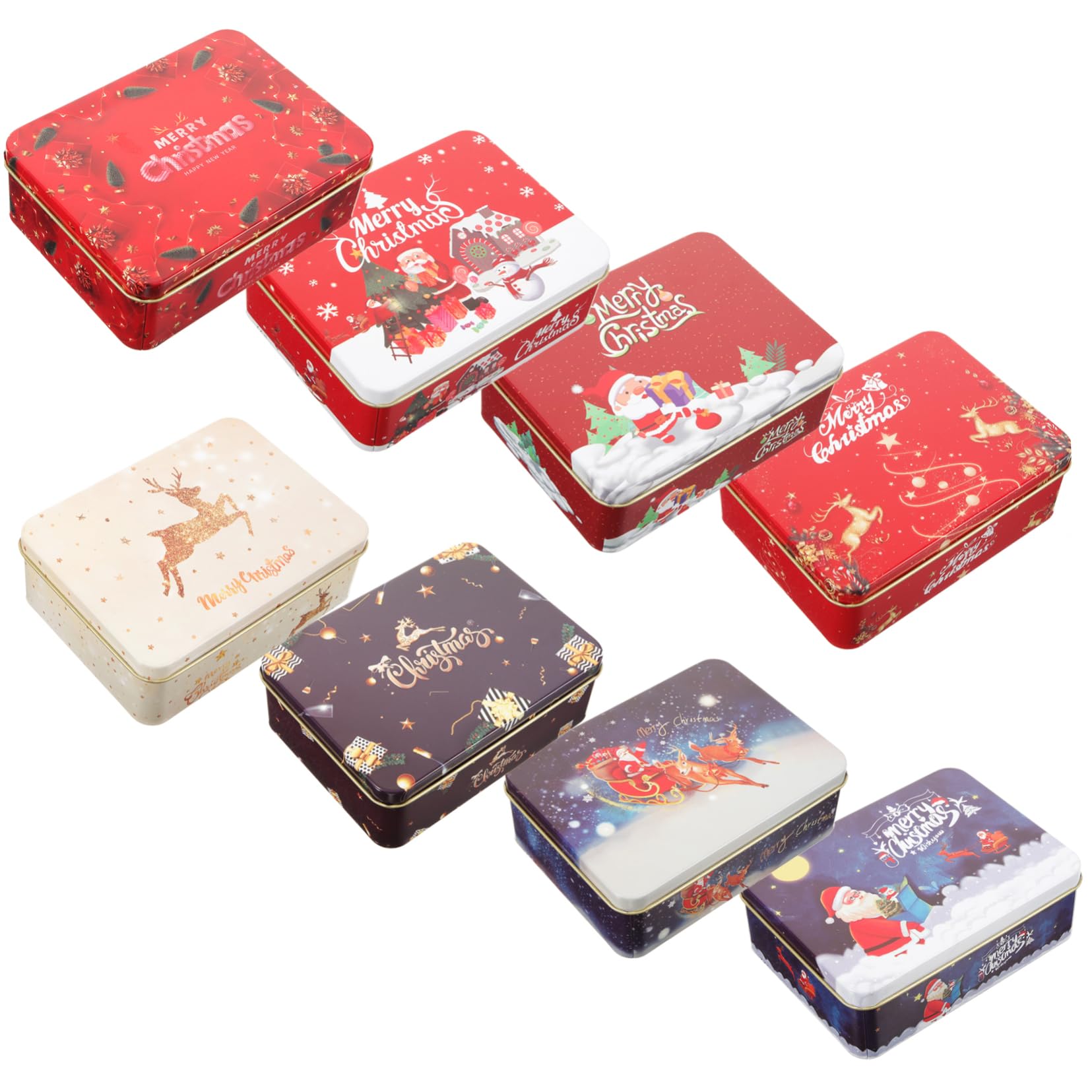 8 Pezzi Scatole Natale in con Contenitori Natalizi in Metallo per e Design Elegante e Resistente per Feste e Regali