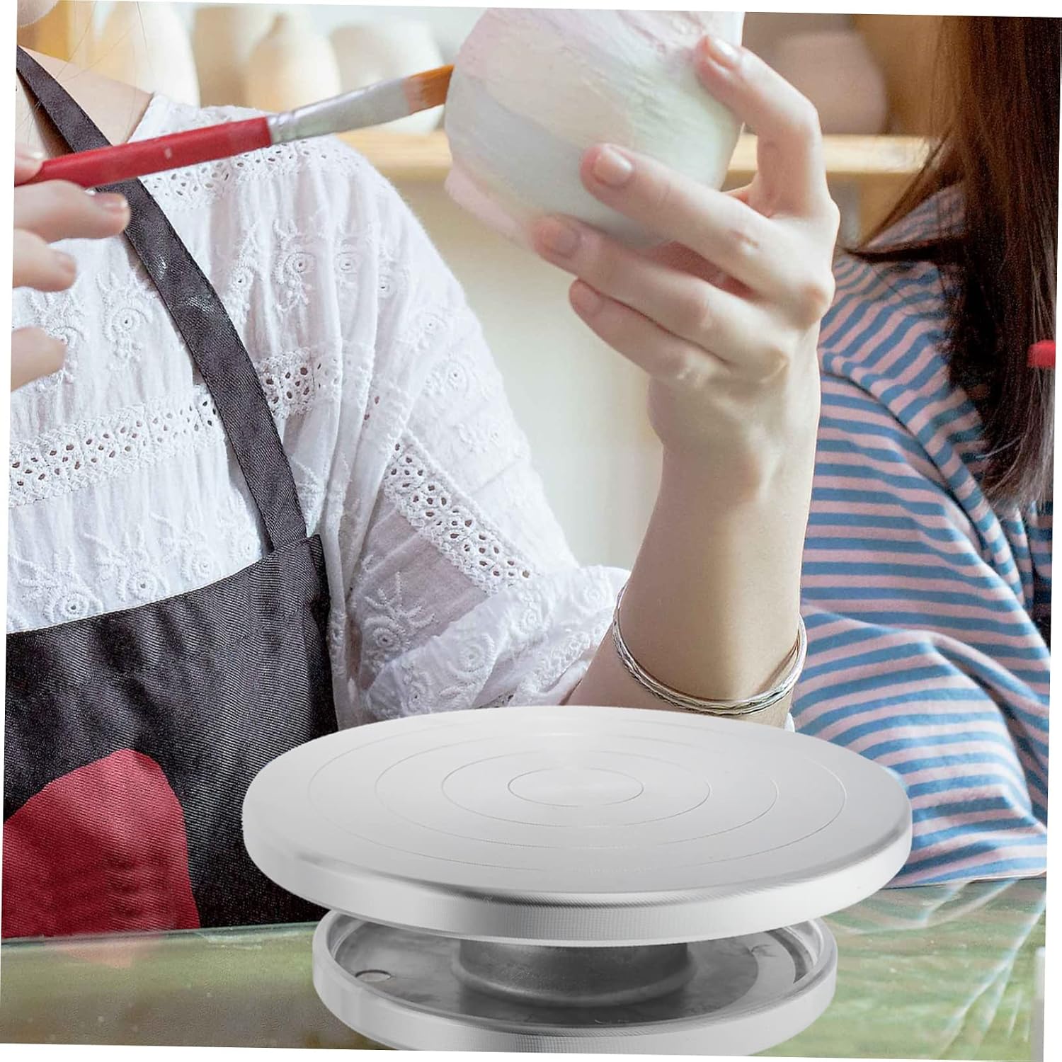 Uonlytech Professional Pottery Turntable Tool Aluminum Alloy Clay Wheel for Sculpting Crafts