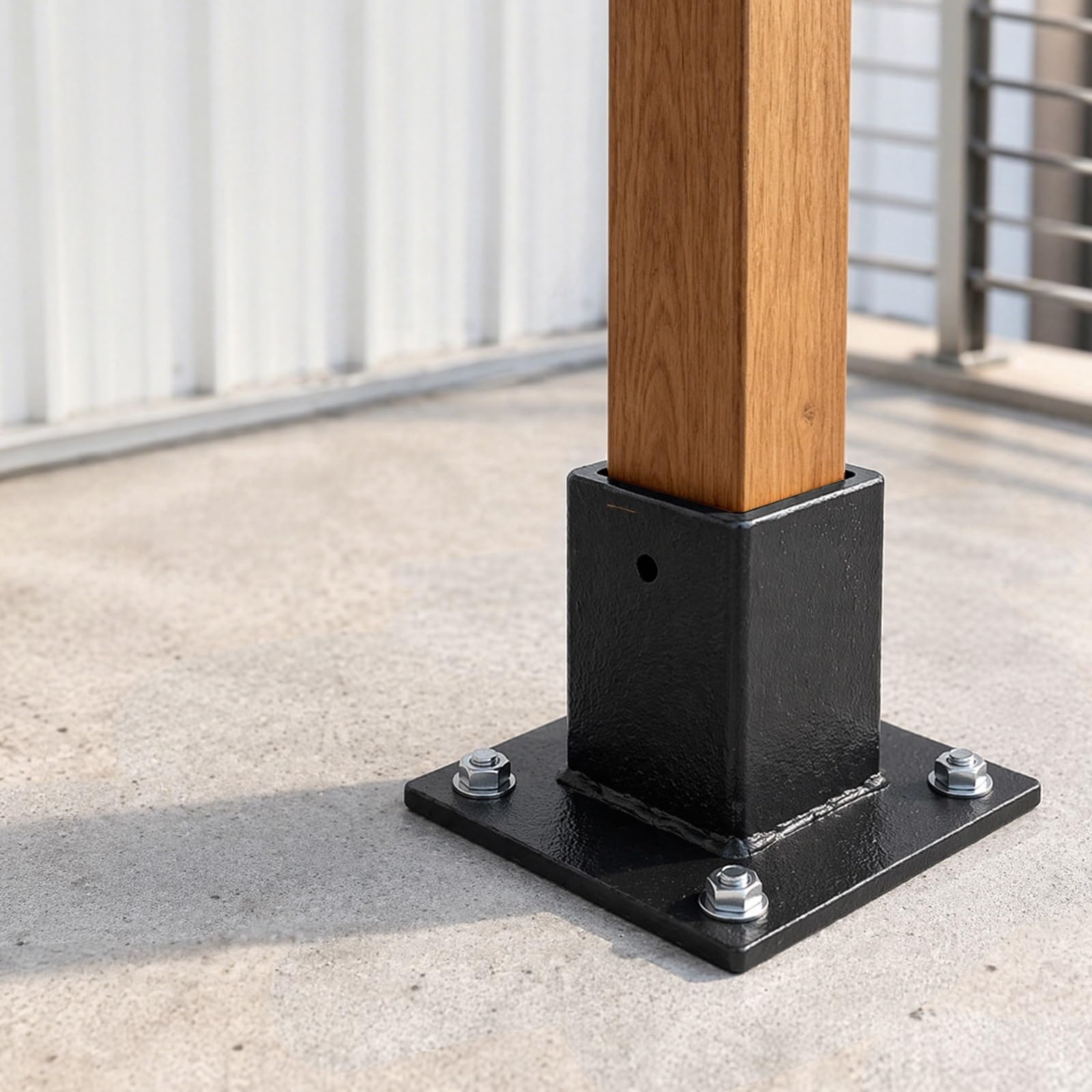 LZMZMQ Soporte para Poste Base para Poste de Madera Base para Poste De Hormigón, Tornillos para Base De Anclaje con Brida, Soportes para Postes De Cercado(180x180mm/7x7)