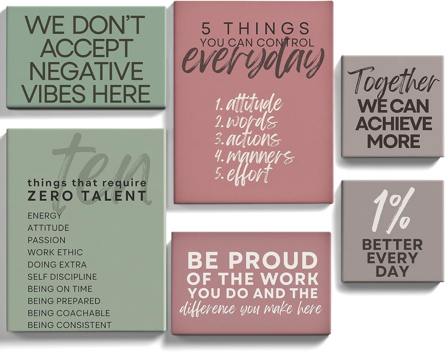 HAWONE Motivational Office Wall Art Set of 6 Positive Teamwork Quote Print Poster Modern Workplace Wall Decor Inspirational Canvas Wall Art for Home Office Meeting Room