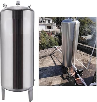 15 26 42 52 66 80 105 132 185 Gallon Well Pressure Tank,Vertical Stainless Steel Water Pressure Tank,Floor Standing Vertical Water Storage Container, For Tap Water Pressurization500L/132Gal155x60cm