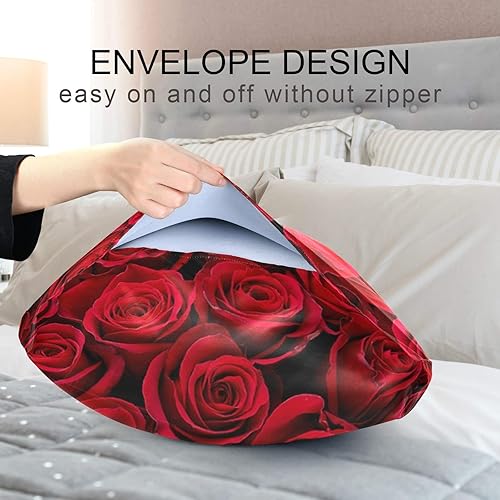 Miniatura 5 de Funda de almohada de satén de rosa roja natural para cabello y piel, fundas de almohada de satén con cierre de sobre, tamaño estándar (20 x 26