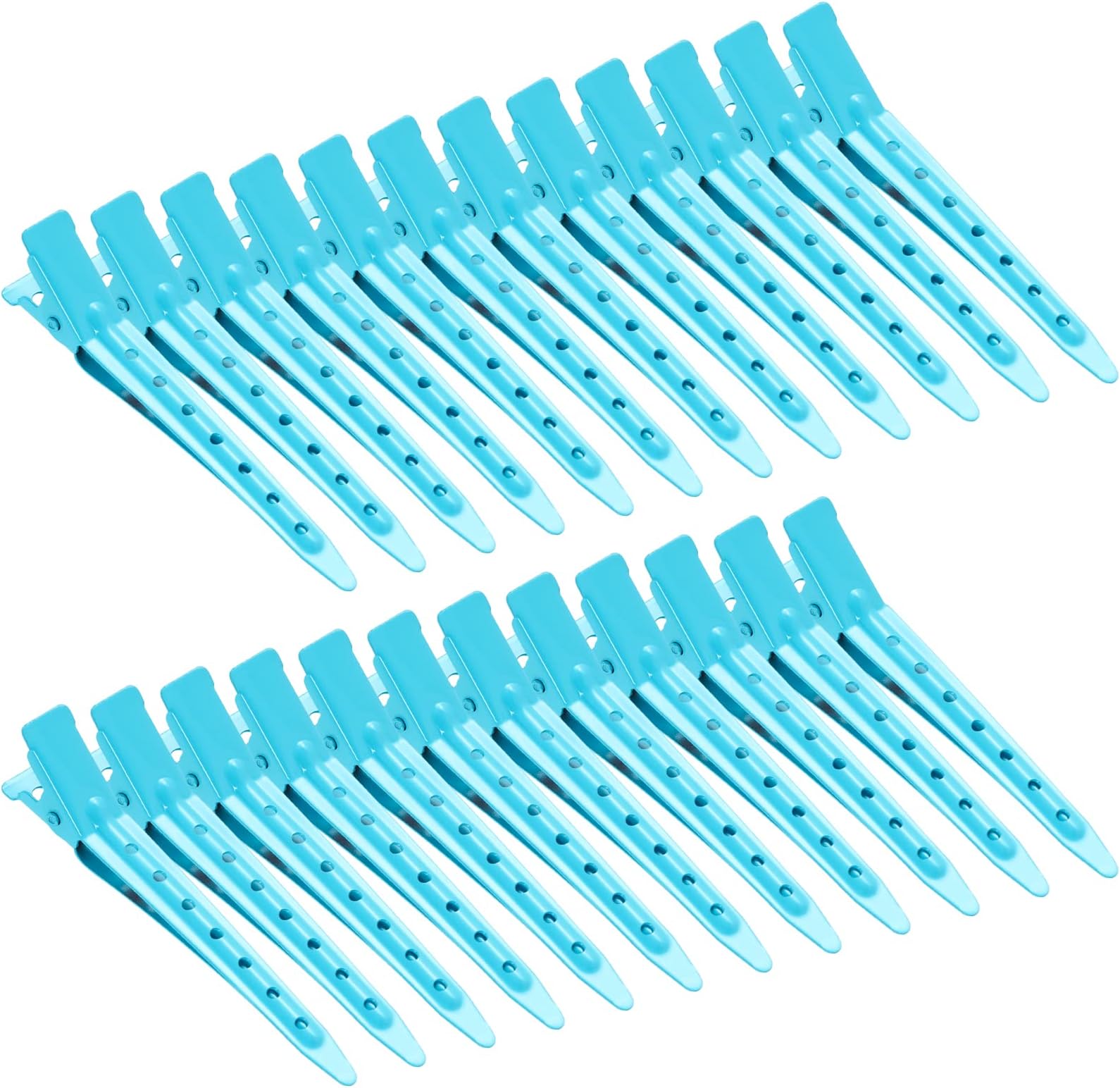 24 Packs Duck Bill Clips, Bantoye 2.75 Inches Rustproof Metal Alligator Curl Clips with Holes for Hair Styling, Hair Coloring, Blue