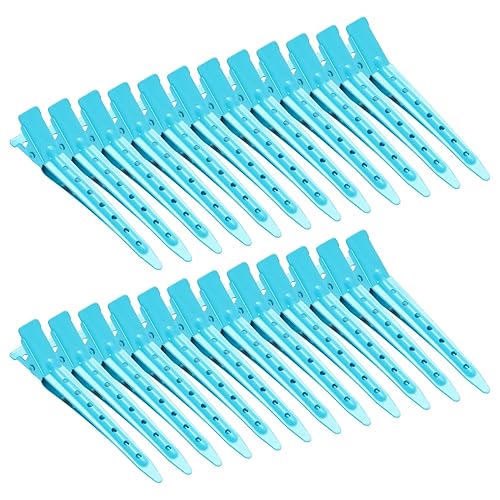 Bantoye - Paquete de 24 pinzas de pato, 2.75 pulgadas de metal a prueba de óxido con agujeros para peinar el cabello, coloración del cabello, azul