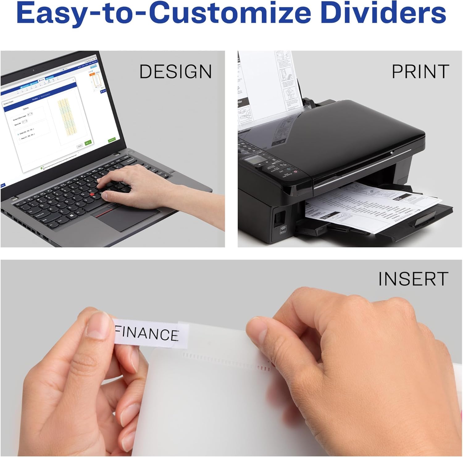Avery Dividers for 3 Ring Binders, 8 Tab Plastic Binder Dividers, Pockets, Insertable Big Tabs, Vibrant Geometric Patterns, Extend Beyond Sheet Protectors (36 Sets of 07709)