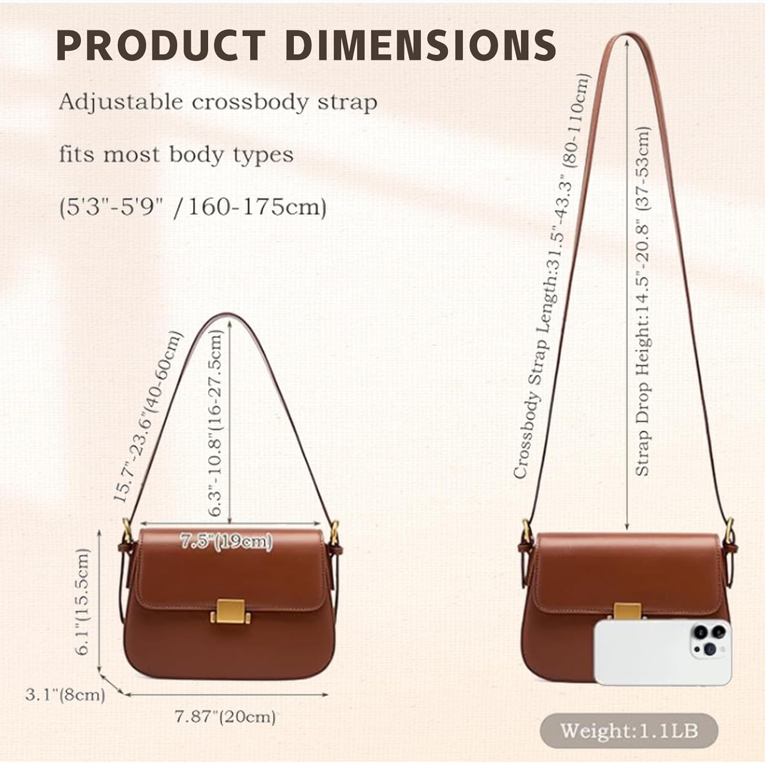 Shoulder Bags for Women, Genuine Leather Vintage Crossbody Purses Handbags-Adjustable Strap Women's Purses - Image 3