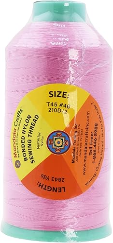Miniatura 700 de Mandala Crafts Hilos de coser resistentes de nailon consolidado, hilo para tejer jeans de cuero, hilos de tapicería marina al aire libre, Beige
