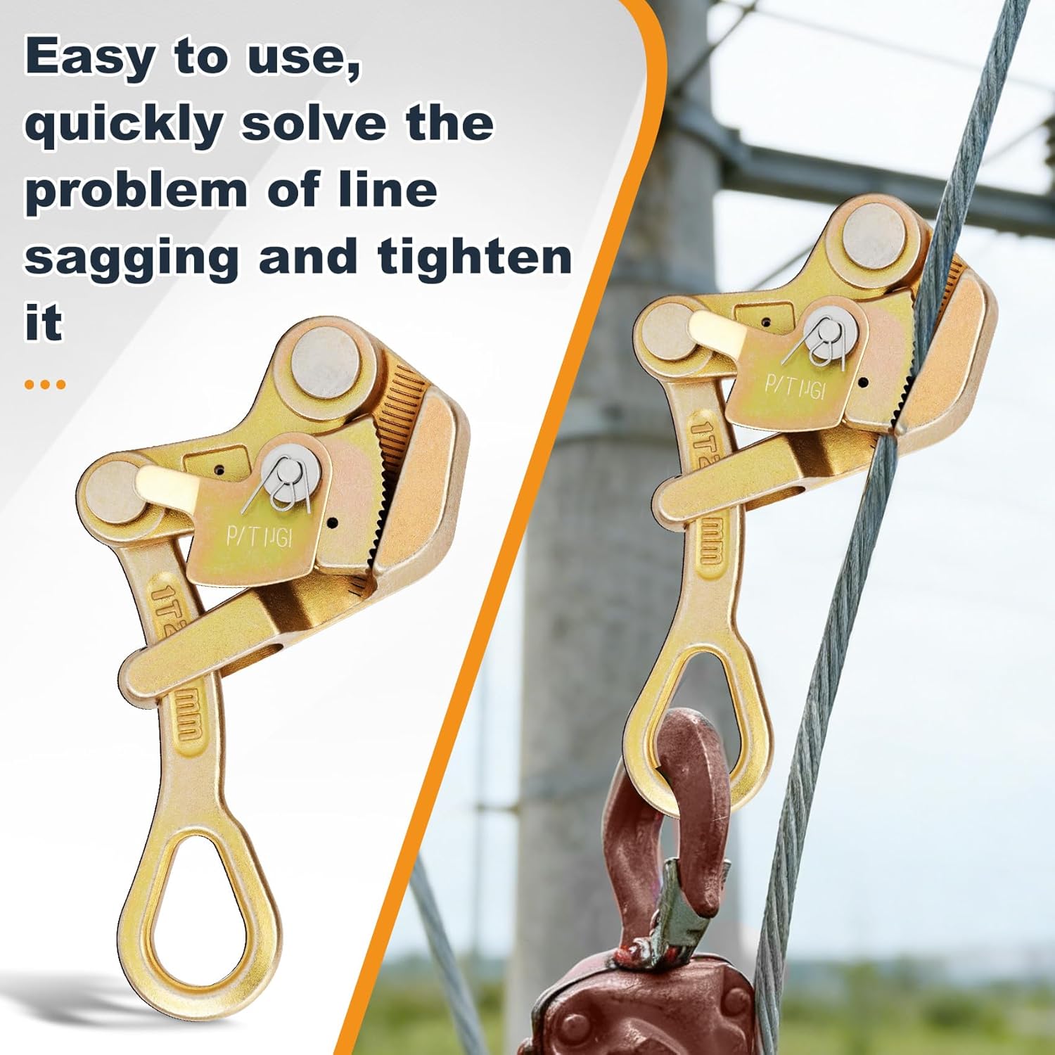 1T Cable Puller Clamp, 0.5/1/2/3T Steel Wire Rope Puller Clamp, Multifunctional Pulling and Tightening Tool for High-Altitude wires (2.5-16mm/1/10 "-4/5"), 2204Lbs wire Drawing Tool Cable Clamp