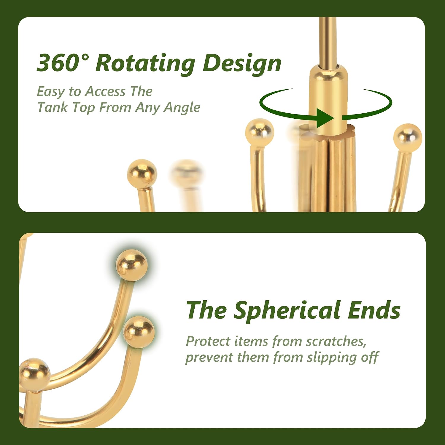 Smilecat Tank Top Hanger Rotatable, Closet Organizer Hanger for Bra Tank Top Belt Tie Hat Stocking, Space Saving Hanger, Gold