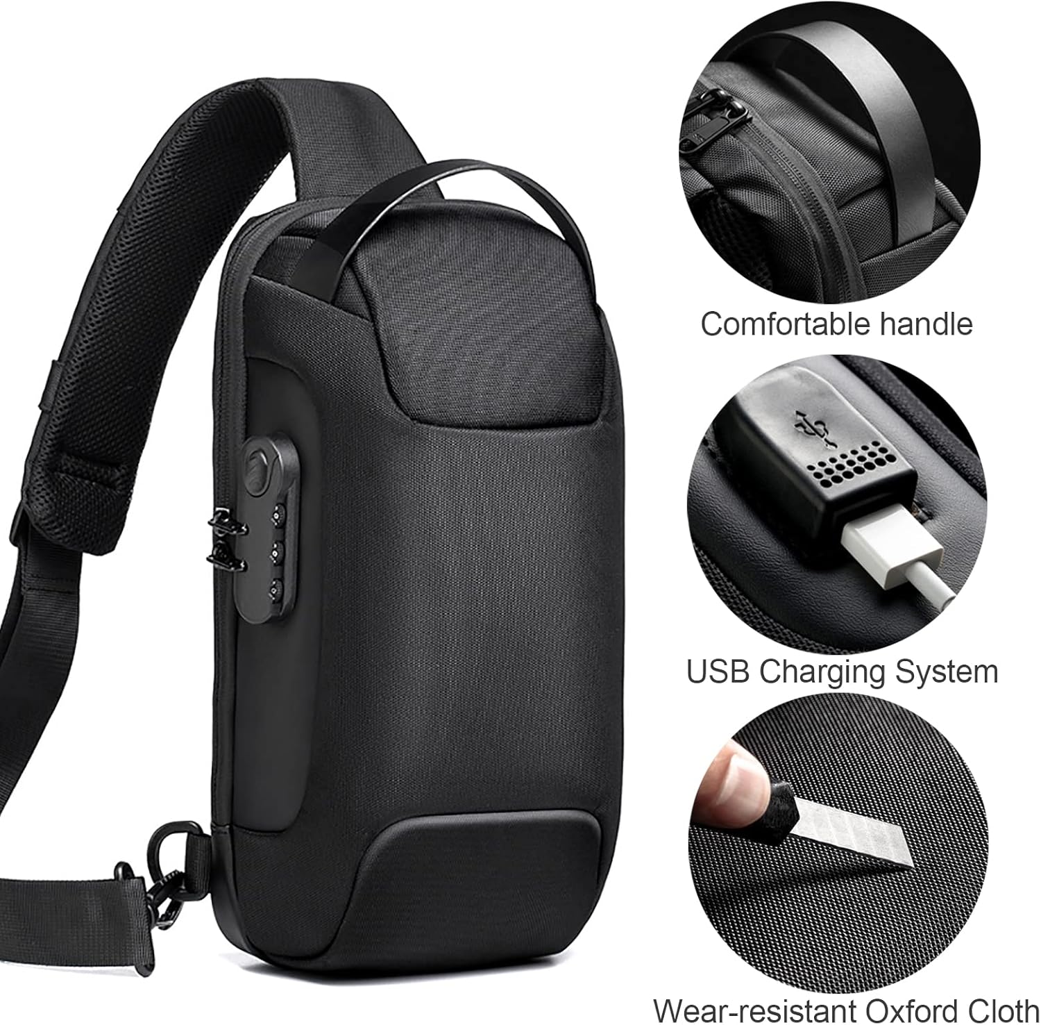 Miniatura 6 de Konelia Mochila antirobo mochila cruzada impermeable bolsa de hombro de viaje casual con puerto de carga USB Mochilas Sling