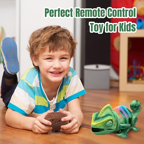 Miniatura 2 de Juguetes de animales camaleón a control remoto, luz LED, control remoto, juguete electrónico con ojos en movimiento, caminar, cambio de color