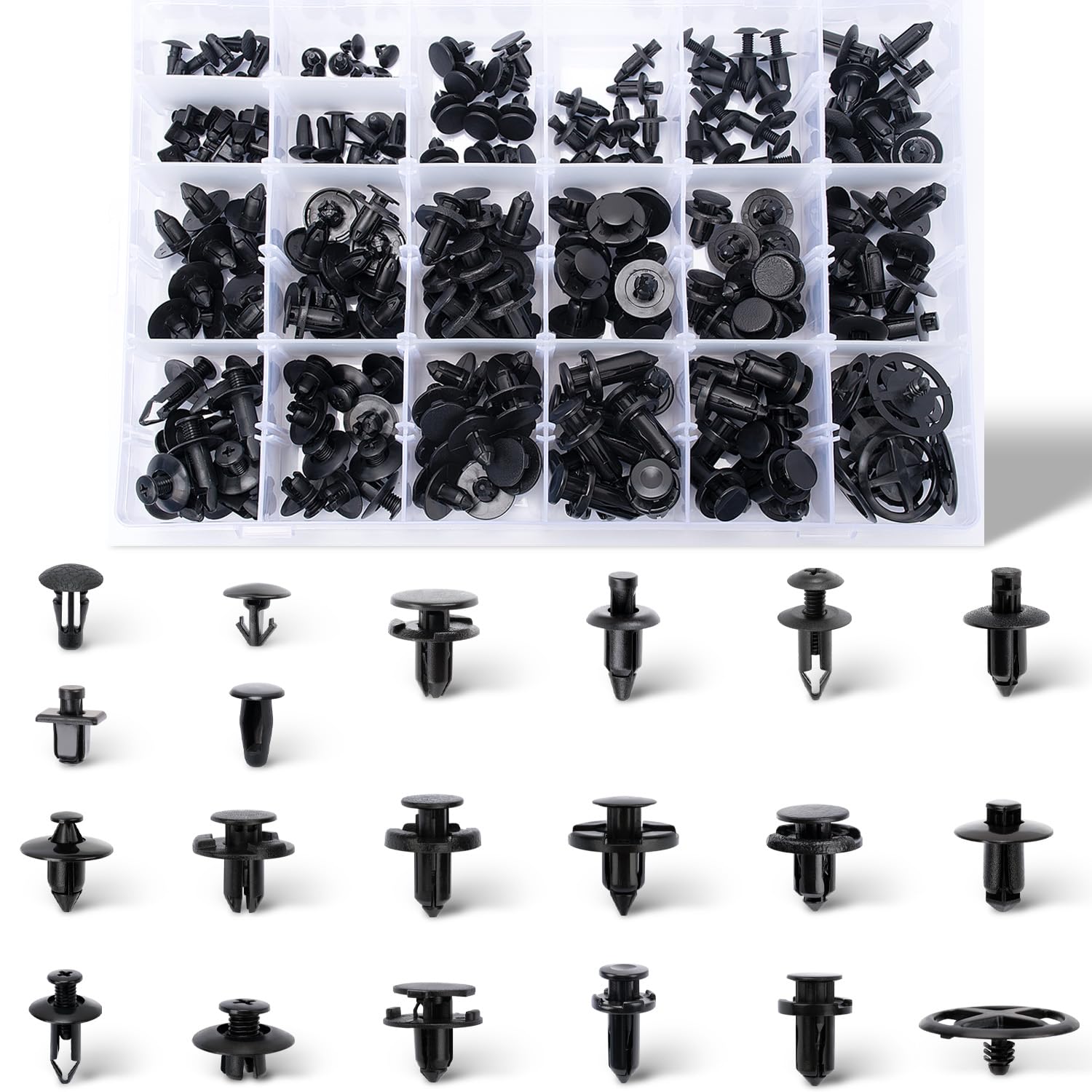 OAUTOO 200pcs for Nissan & Infiniti Push-Type Retainer Fastener Clip Assortment Bumper Cover Fender Liner Engine Under Cover Splash Shield Retainer Kit