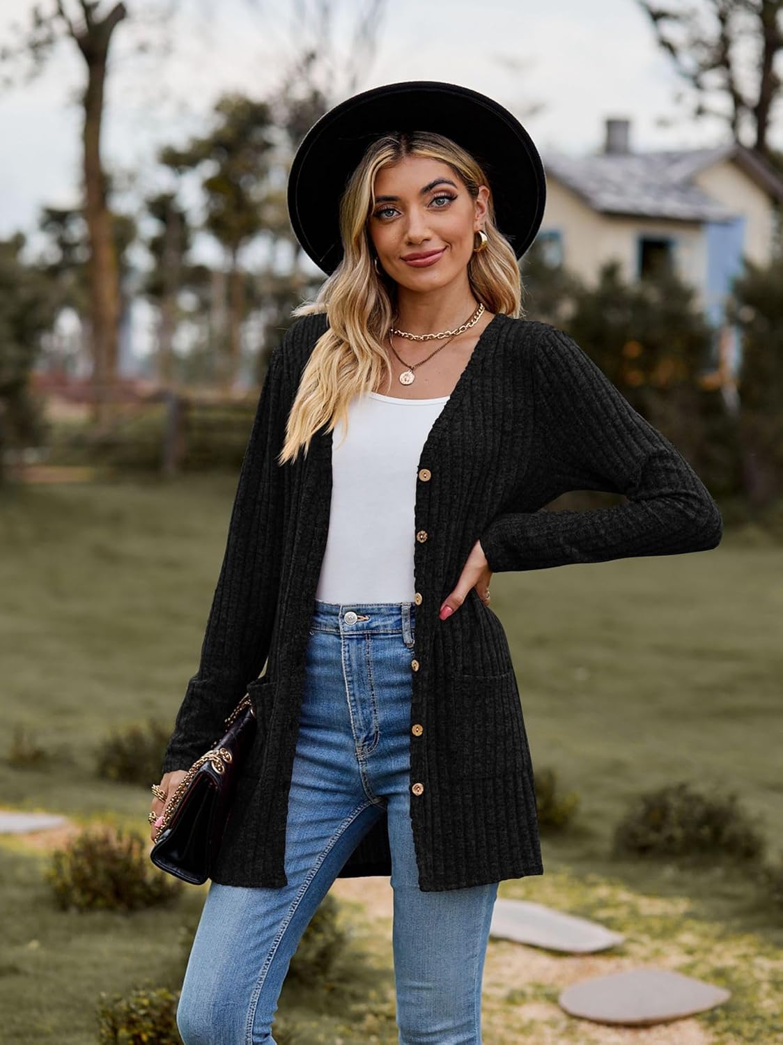 Women’s 2025 Fall Fashion Cardigan Lightweight Soft Knit Cardigan for Women Long Sleeve Open Front Coat with Pockets - Image 4