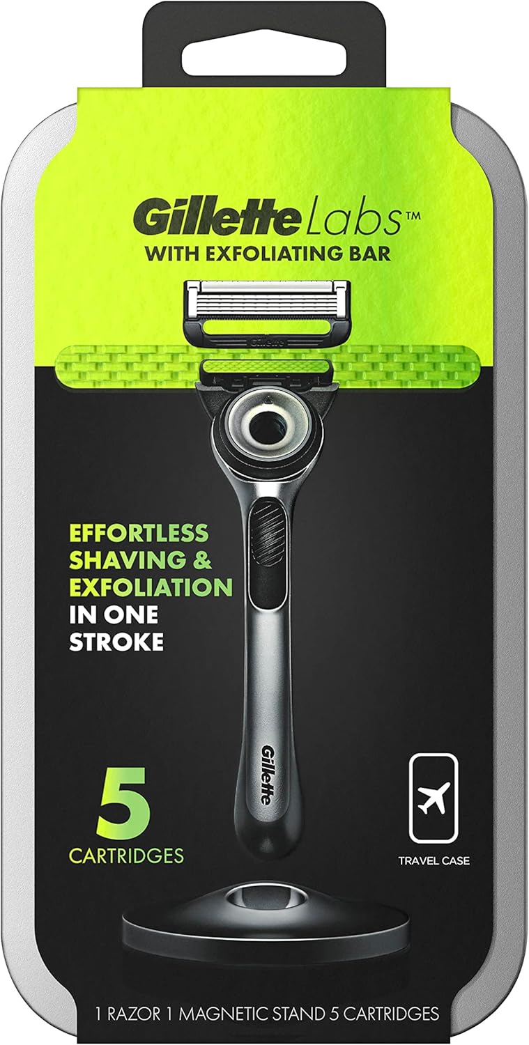 Gillette Labs with Exfoliating Bar Razor and Travel Case for storage on ...