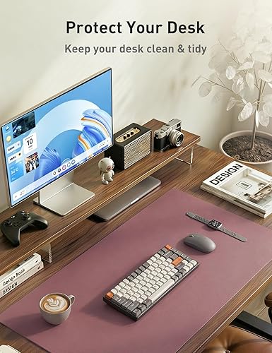 Miniatura 269 de Aothia Tapete protector de escritorio, alfombrilla para mouse, antideslizante, impermeable, de piel sintética, secante de escritorio, para Verde