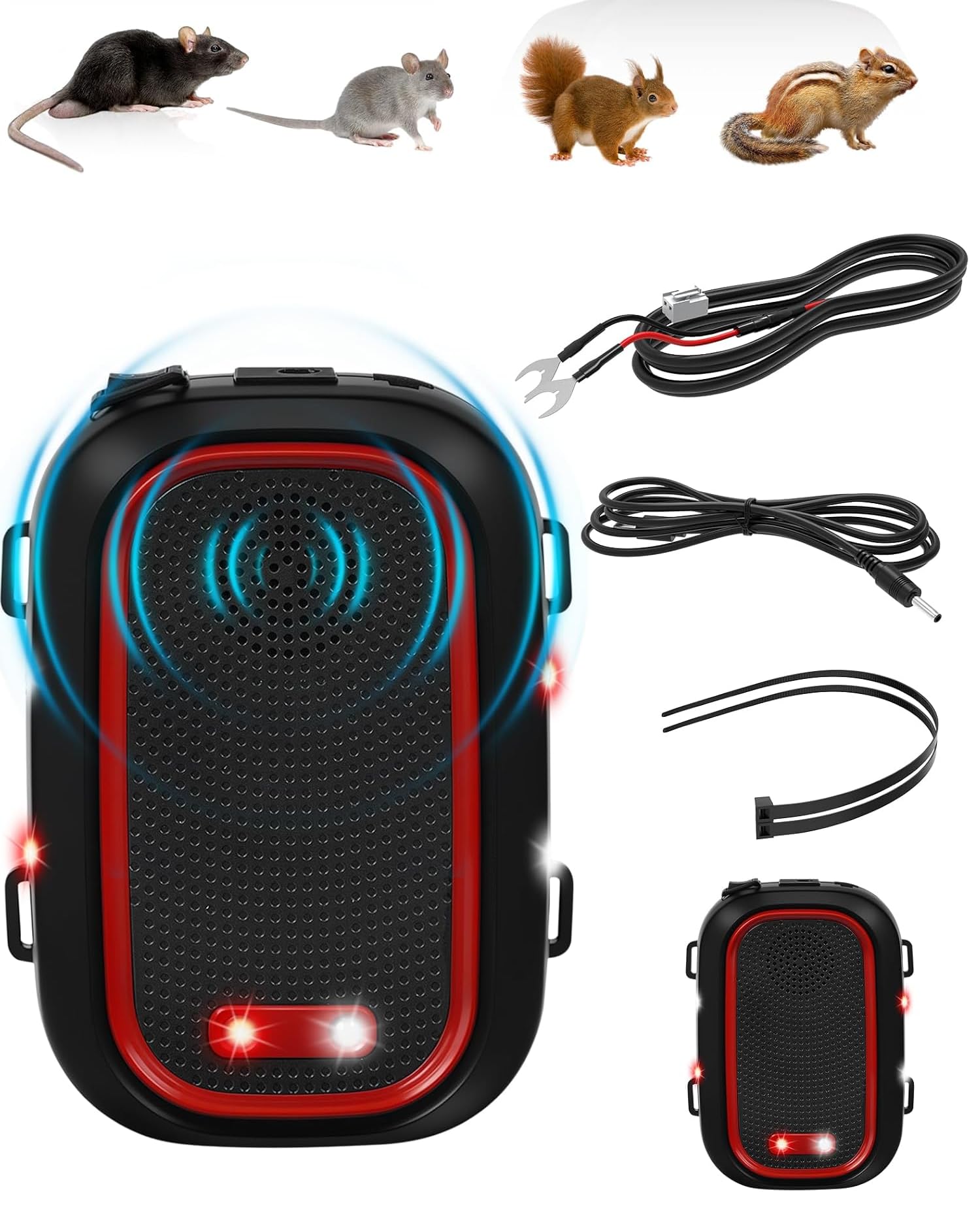 ALEITO Car Rodent Repellent for Car Engines,Ultrasonic Mouse Rat Deterrent for Cars Device, Car Rodent Repellent Under Hood Flashing Light Covers a Wide Range, Suitable for Cars, Garages, Warehouses,6 LED Strobes-image-38