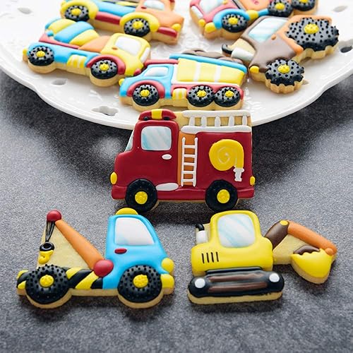 Miniatura 4 de Cortadores de galletas de transportevehículos con plantillas de galletas a juego, juego de 16-8 cortadores de galletas y 8 plantillas, incluye