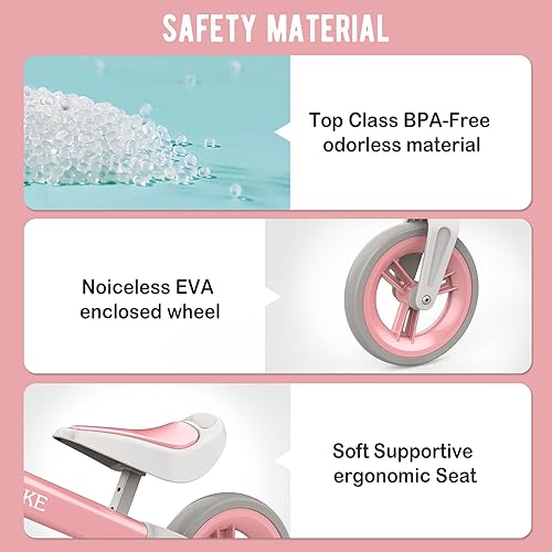 Vista 18 de Bobike Bicicleta de equilibrio para niños de 1 a 4 años, asiento ajustable y manillar sin pedal, bicicleta de entrenamiento sin pedales, el mejor