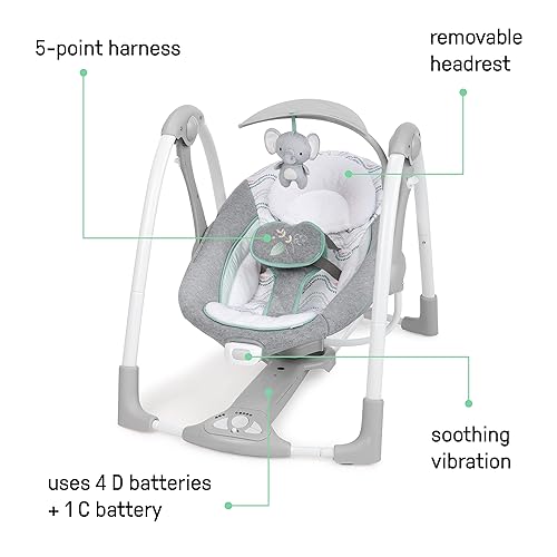 Miniatura 2 de Ingenuity ConvertMe - 2 en 1 columpio portátil y compacto para bebé y asiento infantil, balanceo automático que ahorra batería, con vibraciones y