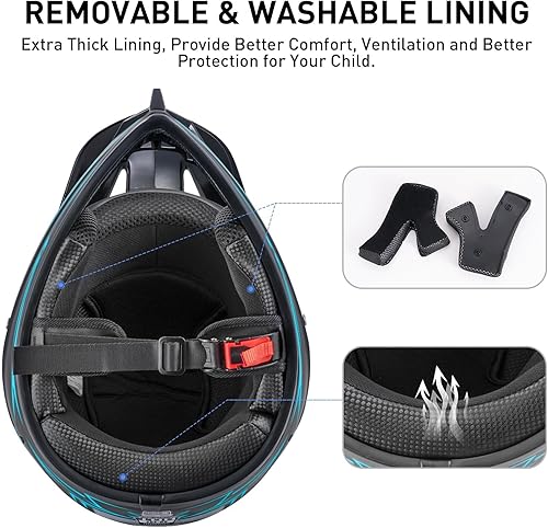 Miniatura 7 de Juego de 4 cascos de motocross para adultos (guantes con gafas) para hombres y mujeres, casco de motocicleta de cara completa para bicicleta de