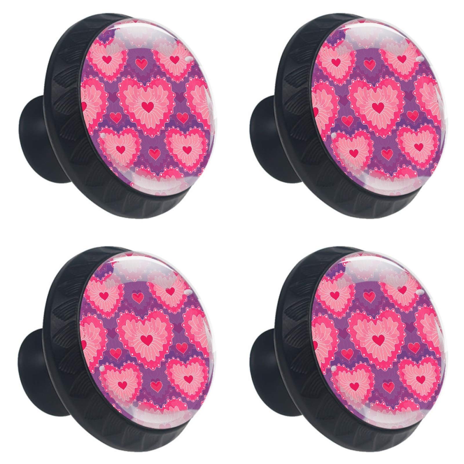Bouton de meuble cœur rose en verre pour la décoration de chambre fille