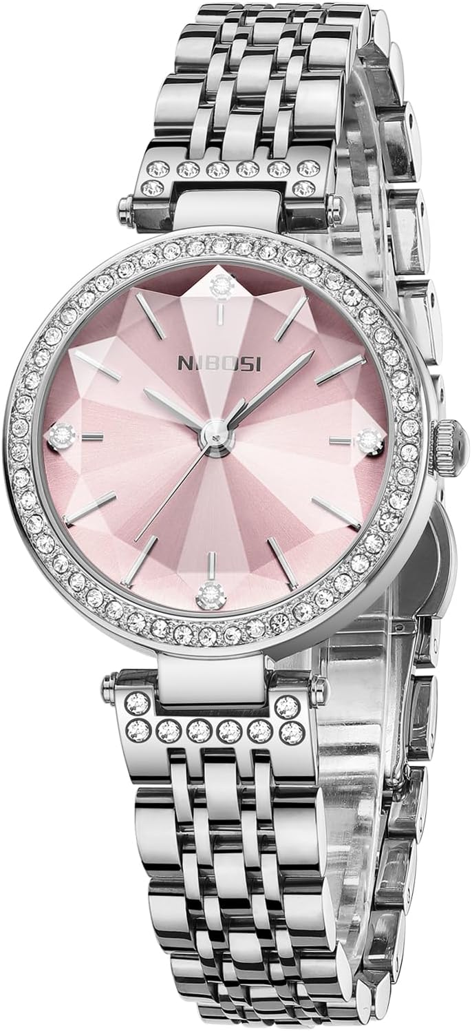 NIBOSI Women's Watches Analog Quartz Ladies Wrist Watch Dainty Rose Gold Minimalist Vintage Luxury Diamond Stainless Steel Strap Classic Dress Watches for Women Small Wrists