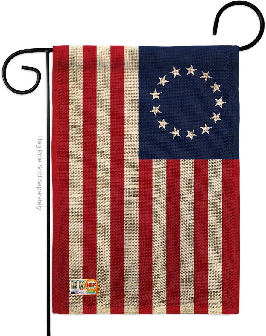 Betsy Ross Burlap Garden Flag Americana US Historic July Memorial Veteran Independence United State American Small Decorative Gift Yard House Banner Double-Sided Made In USA 13 X 18.5