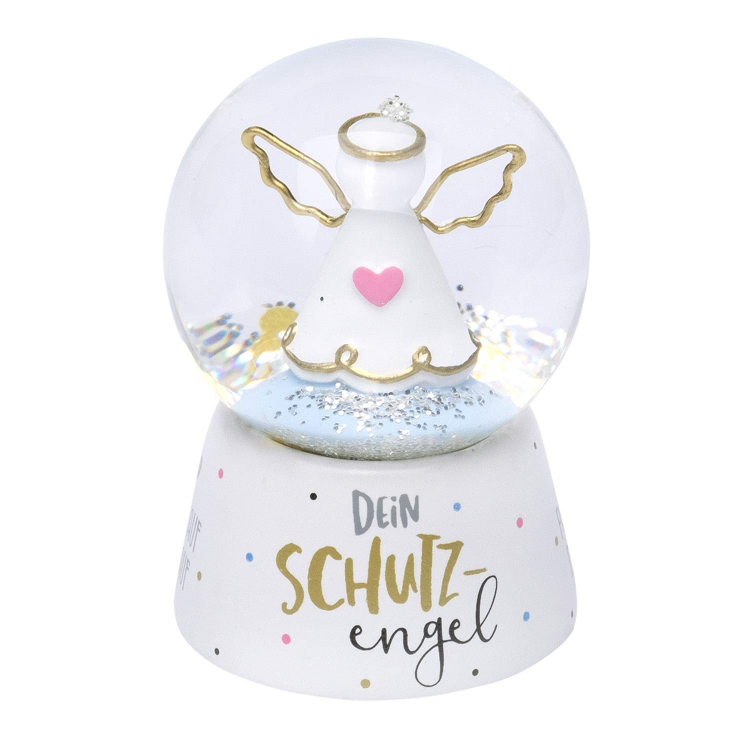 GRUSS & CO 46636 Guardian Angel Dream Globe Glitter Height 6.5 cm White Gold
