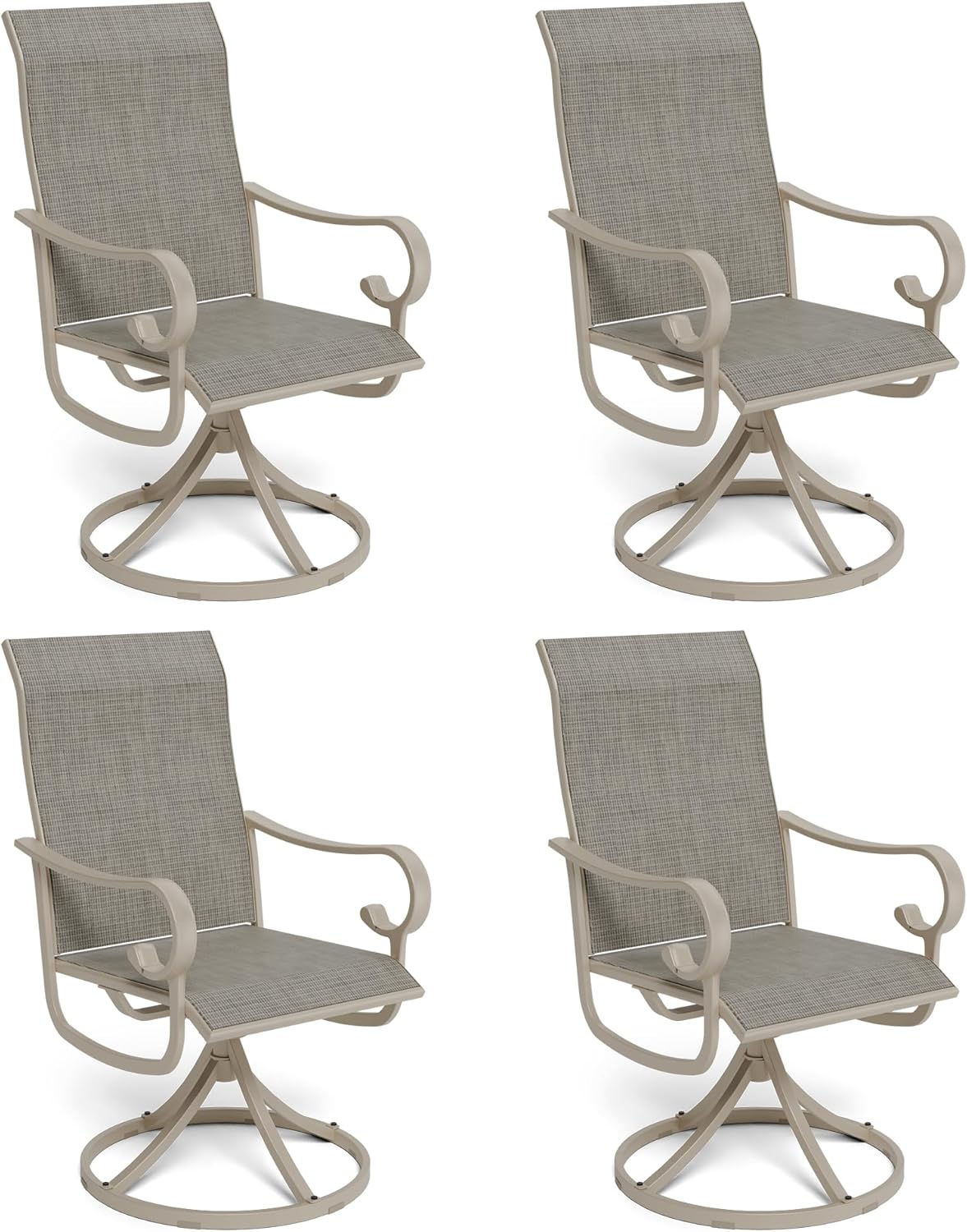 Betterhood Patio Swivel Chairs Set of 4, Outdoor Dining Chairs with High Back Design, Patio Dining Chairs with Breathable Material for All Weathers, Metal Rocking Frame for Backyard Deck Lawn Garden