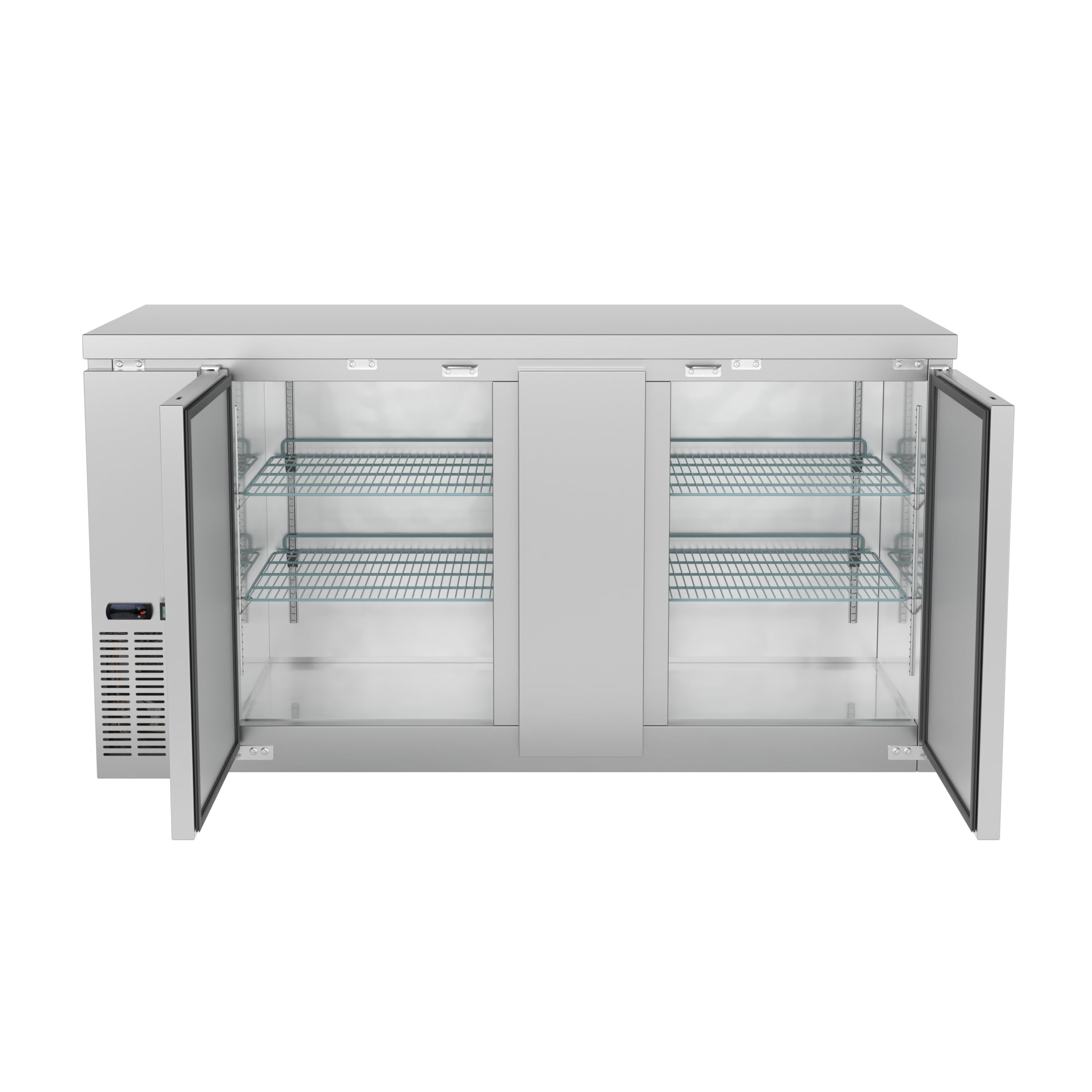 Krollen Industrial UBB-3-HC 69" Stainless Steel Counter Height Solid Door Back Bar Refrigerator Beverage Cooler for Beer Soda Wine with LED Lighting on Fridge.com