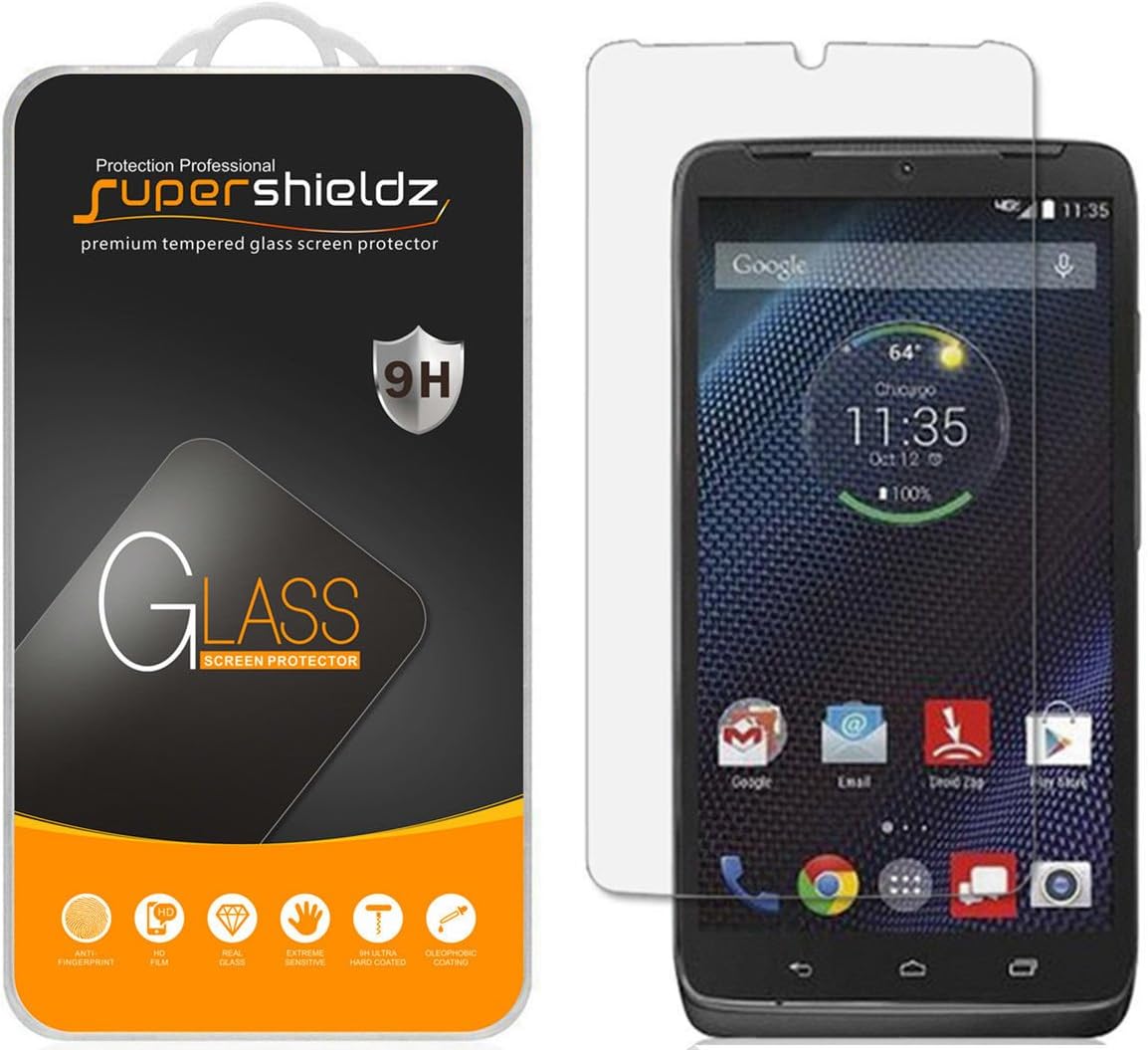 (2 Pack) Supershieldz Designed for Motorola Droid Turbo Tempered Glass Screen Protector, Anti Scratch, Bubble Free