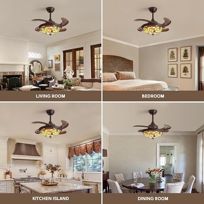 Ventilador de Techo 36 Pulgadas con Luz LED, Control Remoto miniatura 9