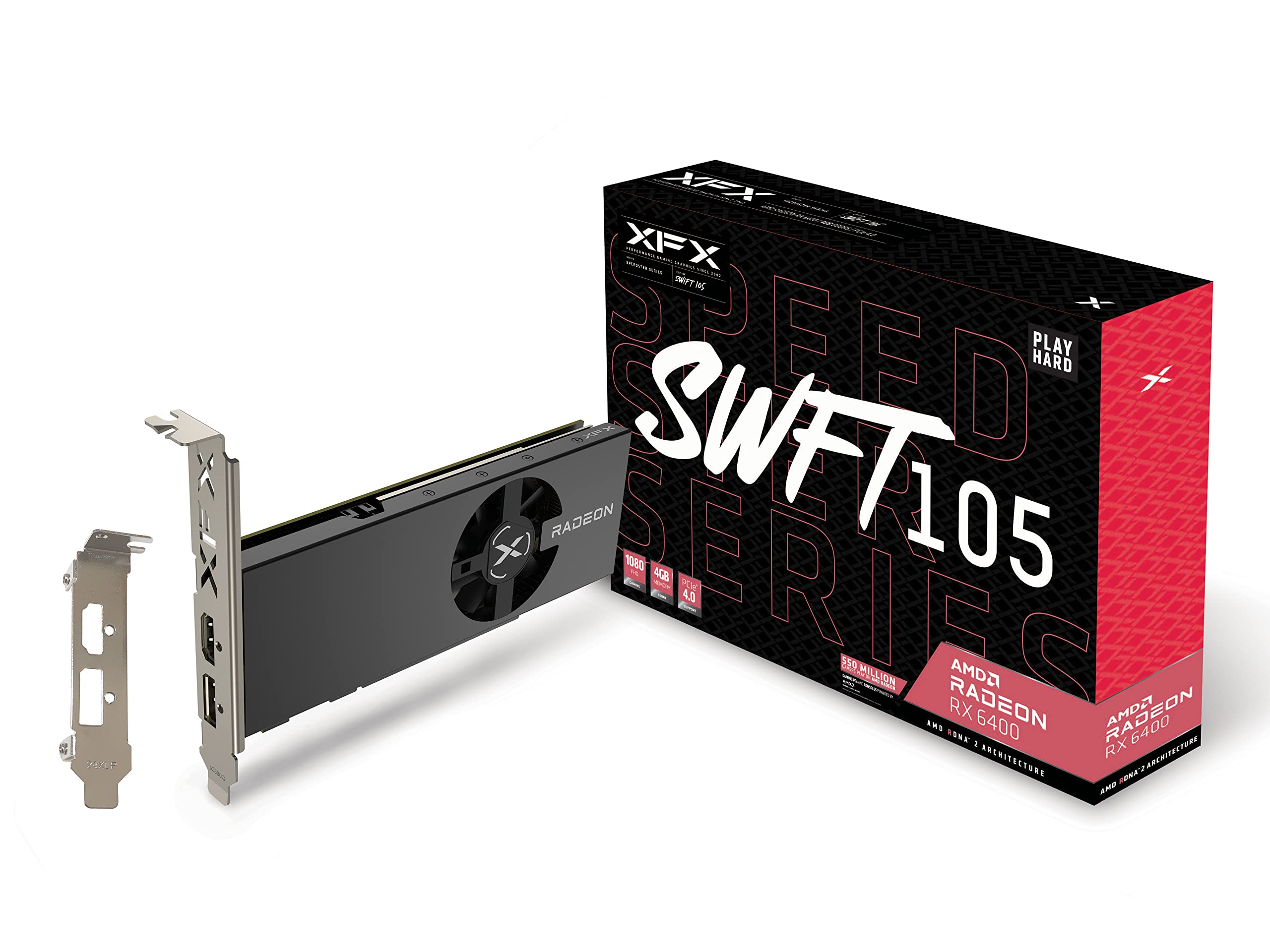 XFX Speedster SWFT105 Radeon RX 6400 Gaming Carte Graphique avec 4GB GDDR6, AMD RDNA™ 2 (RX-64XL4SFG2)