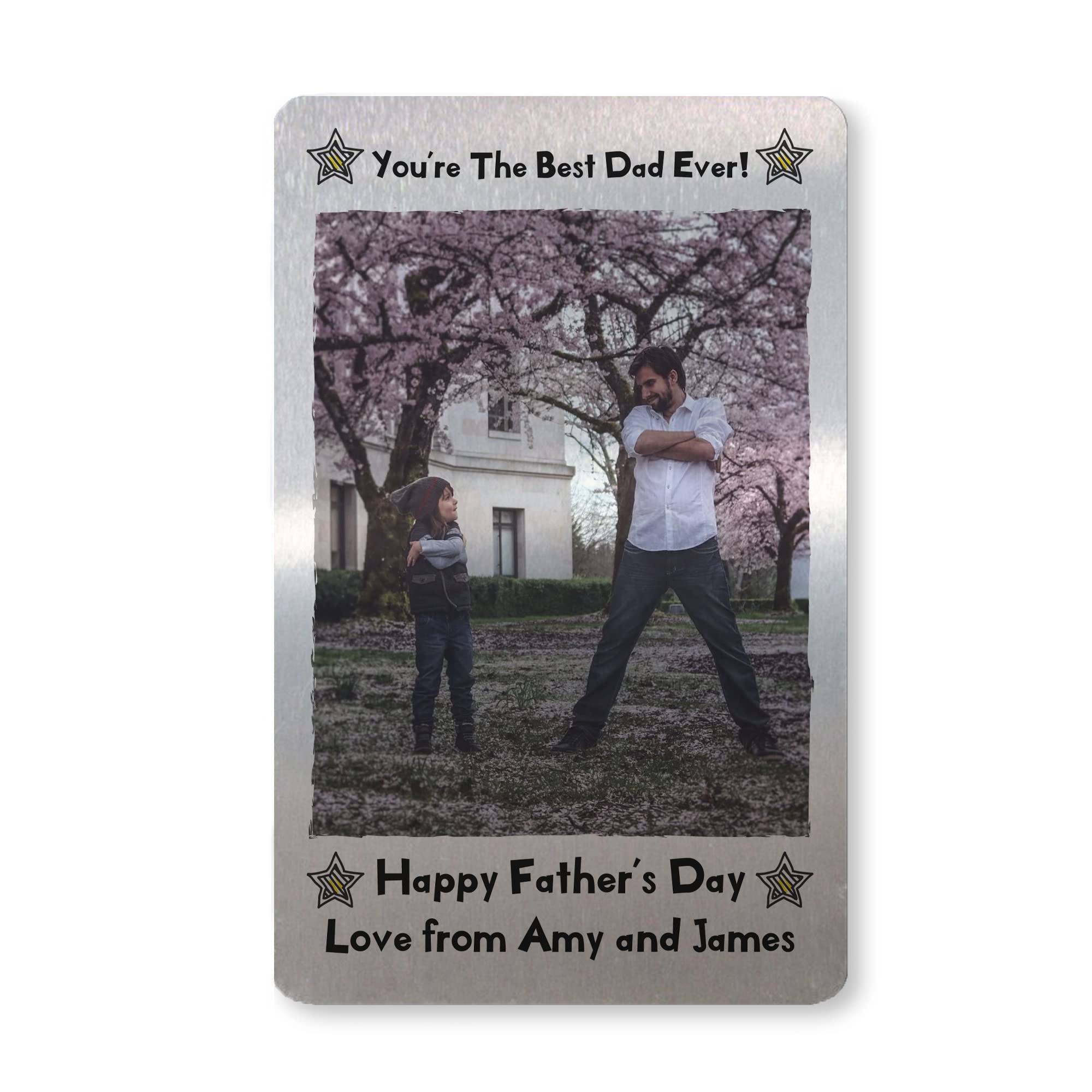 Fathers Day Gift For Dad Personalised Metal Card Best Dad Gift From Son Daughter