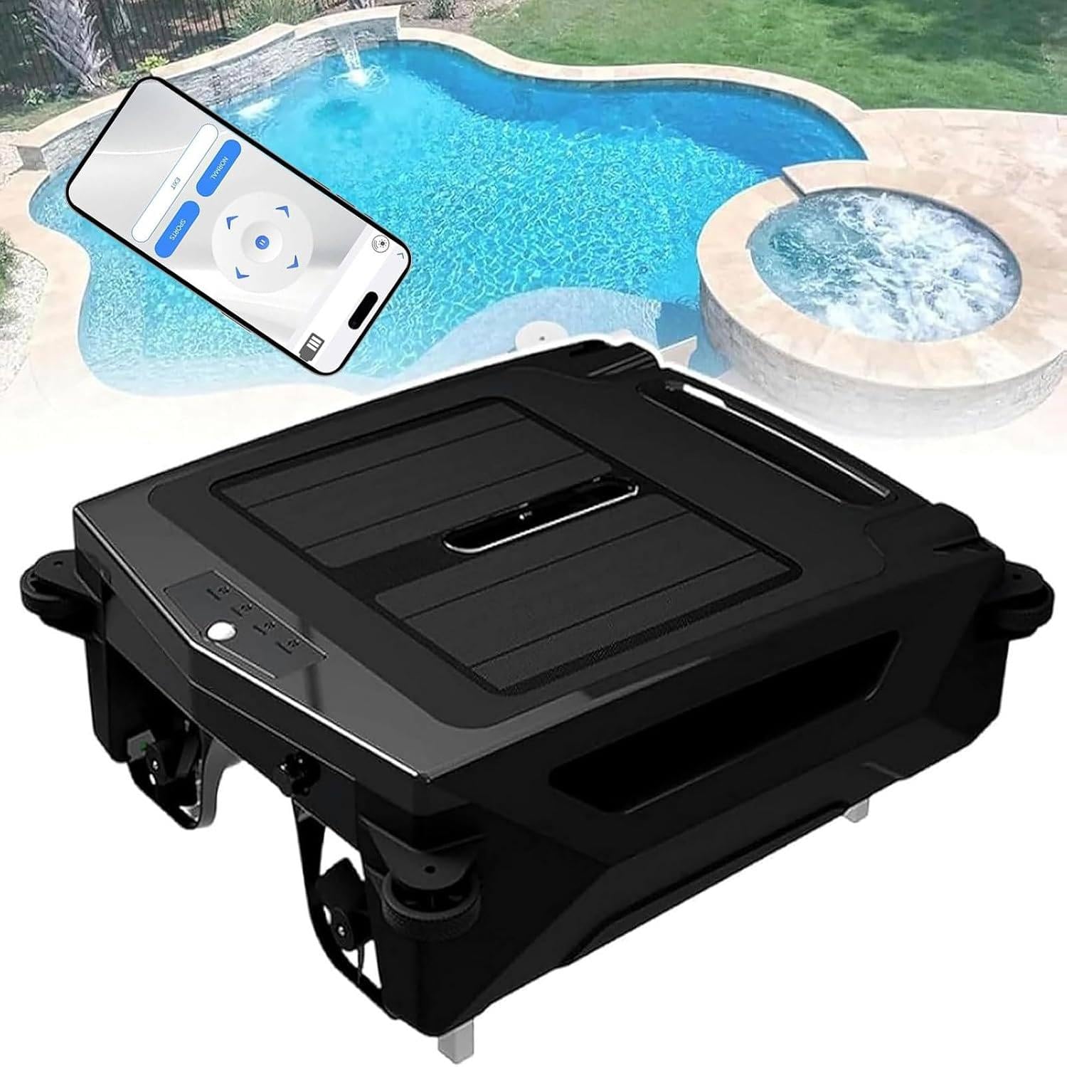Limpiafondos Robótico Inalámbrico Para Piscinas, Limpiador Solar Robótico Para Piscinas Con Control Por Aplicación Y 2 Modos De Carga, Sis-tema Inteligente Para Evitar Obstáculos, 2 Modos Velocidad