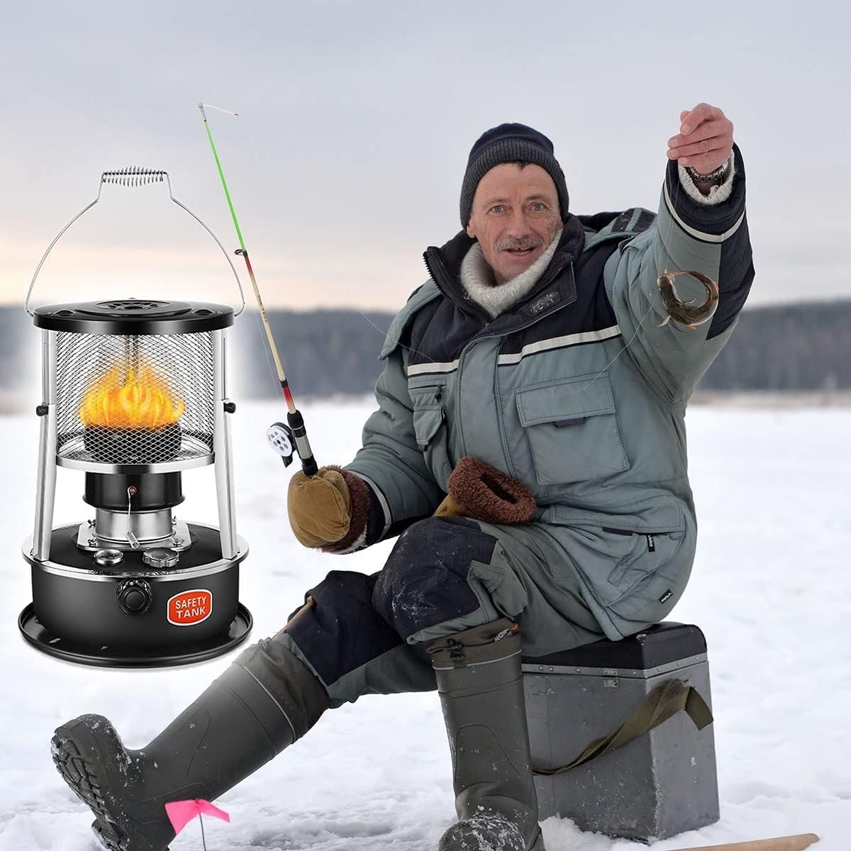 Riscaldatore a cherosene, in acciaio inox, 4,5 l, portatile, per interni ed esterni, per campeggio, riscaldamento a convezione per terrazza e patio