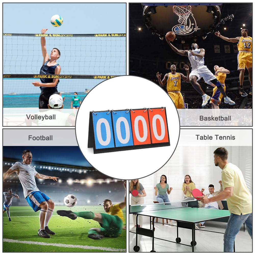 Marcador Deportivo Plegable 4 Dígitos Tablero de Flip Portátil para Puntuación 0-99 Voleibol Baloncesto Tenis