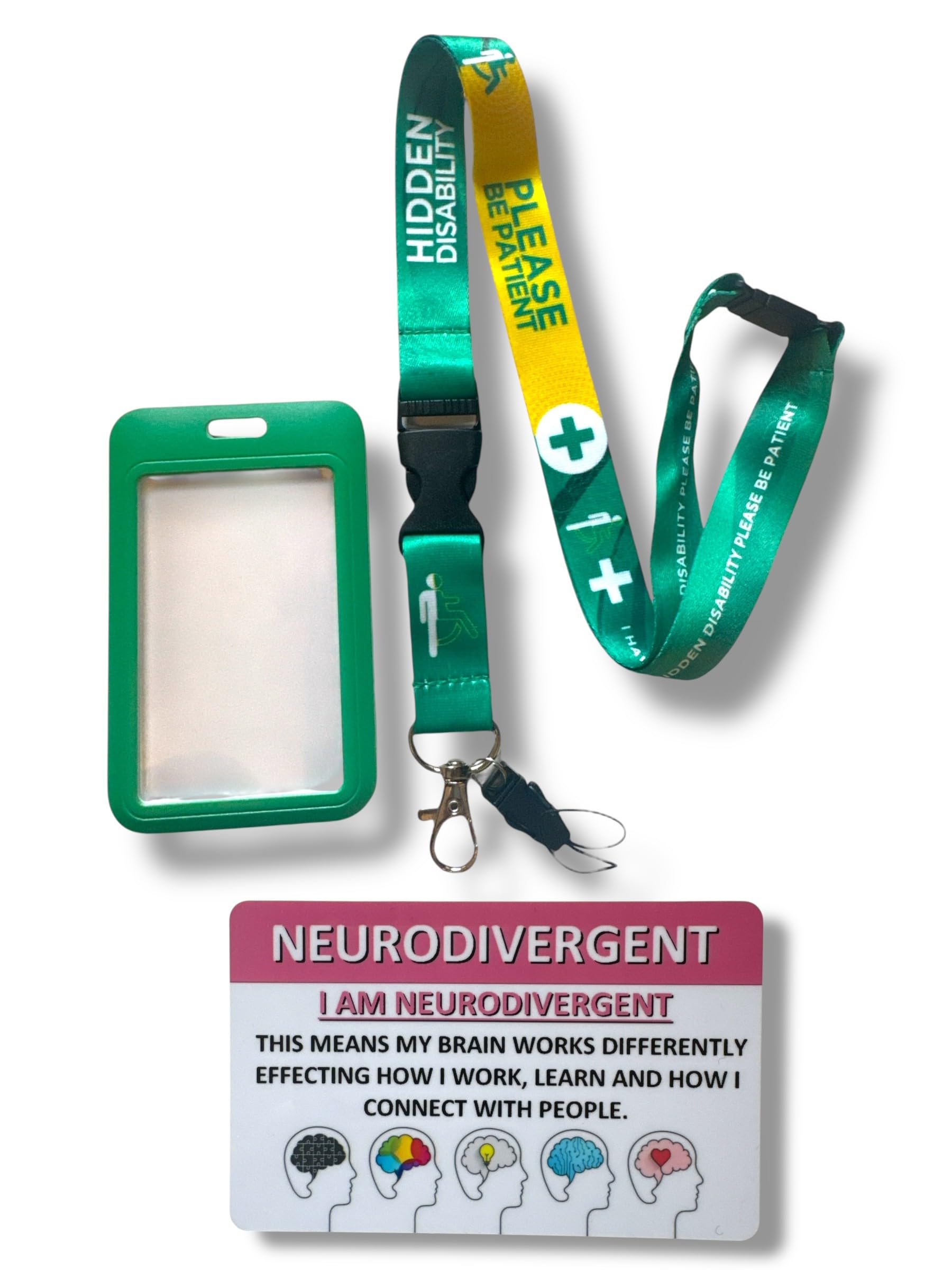 Hidden Disability Lanyard with Enclosed Hidden Disability Card Holder & Disability Awareness Card (Neurodivergent Pink) — image 1
