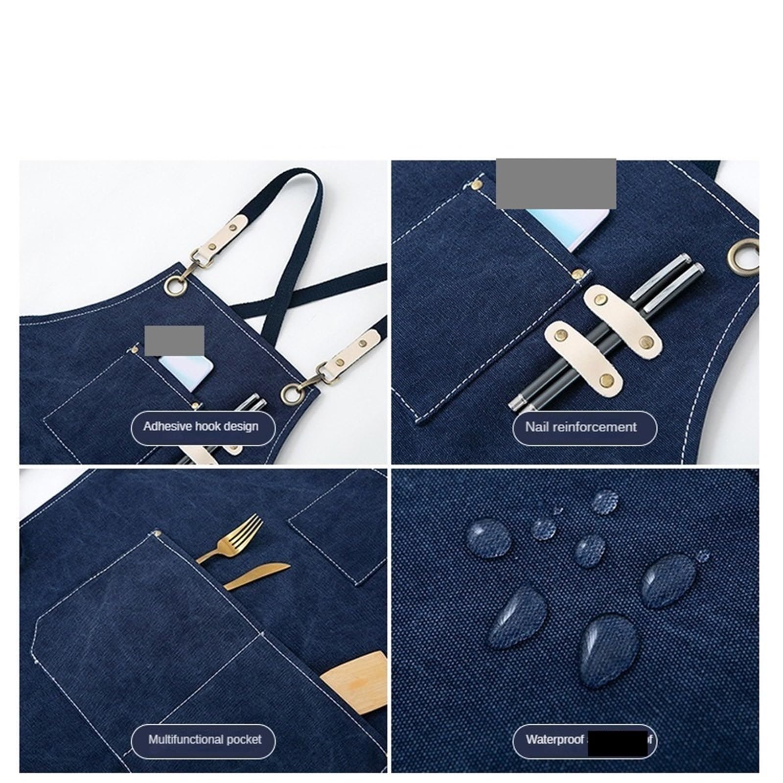 Avental de Ferramentas Delantal ajustable de 2 piezas for cocina, de lona gruesa, con bolsillos y espalda cruzada, for artistas, peluqueros y uniformes de trabajo. para Carpinteiro Jardim Pintor(Blue