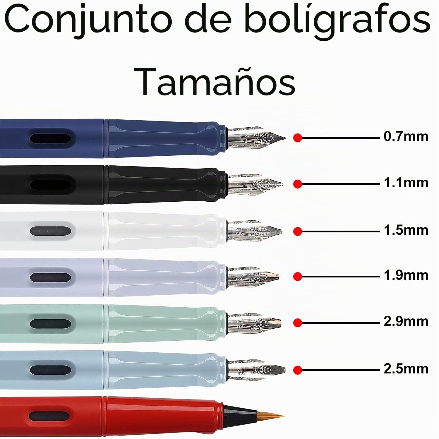 Juego de 7 plumas estilográficas de caligrafía con diferentes puntas y 40 cartuchos de tinta, juego de caligrafía para principiantes - MU-09