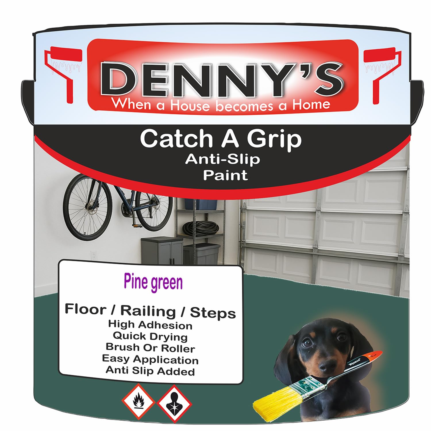 SCOOBYS PAINTS BACK IN THE MIX Catch A Grip Anti Slip Floor Paint – Non Slip Coating for Steps, Railings & Garages – 170 Colours, High Adhesion, Quick Dry, Multiple Sizes (Pine green, 5 Litre Tin)