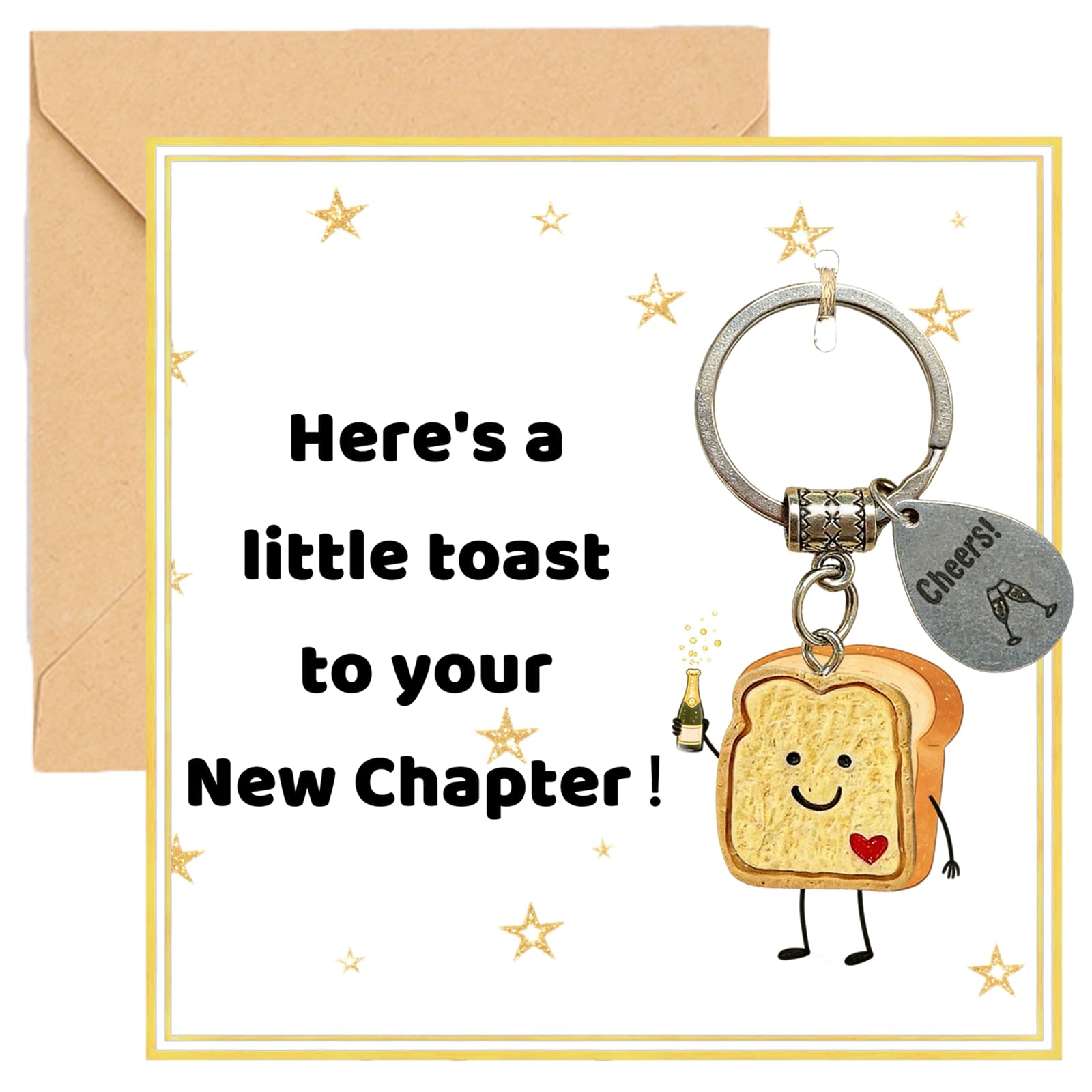 Zenthraa Unisex New Chapter New Job Keychain Gift, Cute Good Luck Charm For Women - Good Luck Wood Toast Keyring Gifts With Bread Slice Pendant For Congratulations, New Beginnings, Divorce (New Chapter)