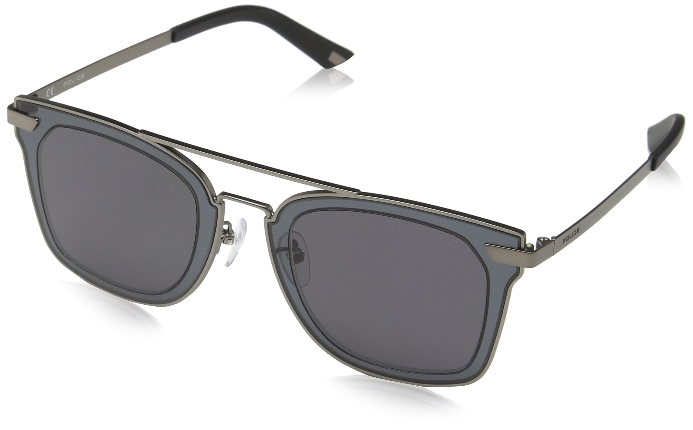 ERROR:#N/A Police Sunglasses Men's SPL348 Halo 1 SPL348 Rectangular Sunglasses 0, Matt Gunmetal