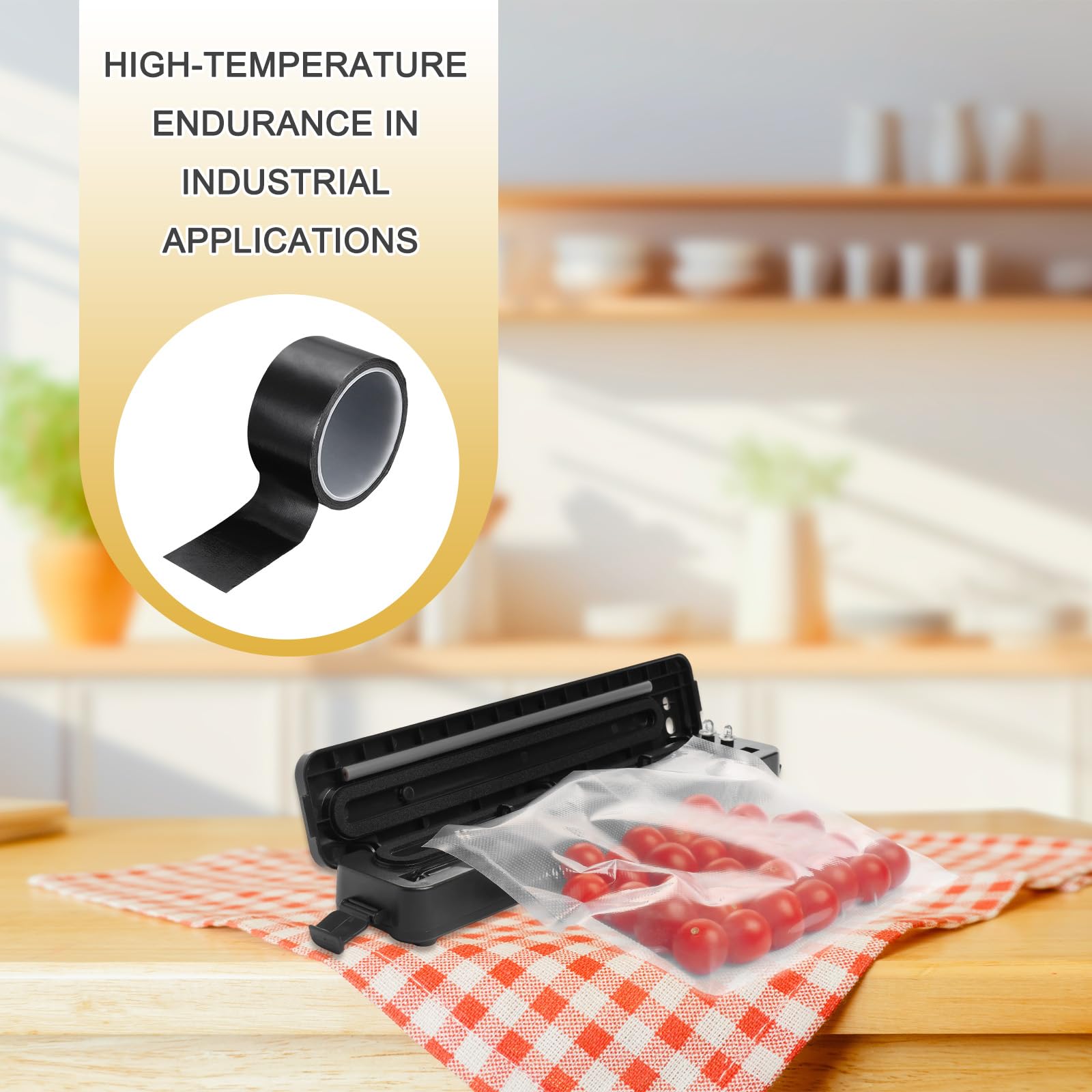 PATIKIL Cinta De PTFE Para Altas Temperaturas 2 Pulgadas X 33 Pies Cinta Adhesiva De Fibra De Vidrio Revestida Con PTFE Para Máquinas Selladoras Aislamiento Negro