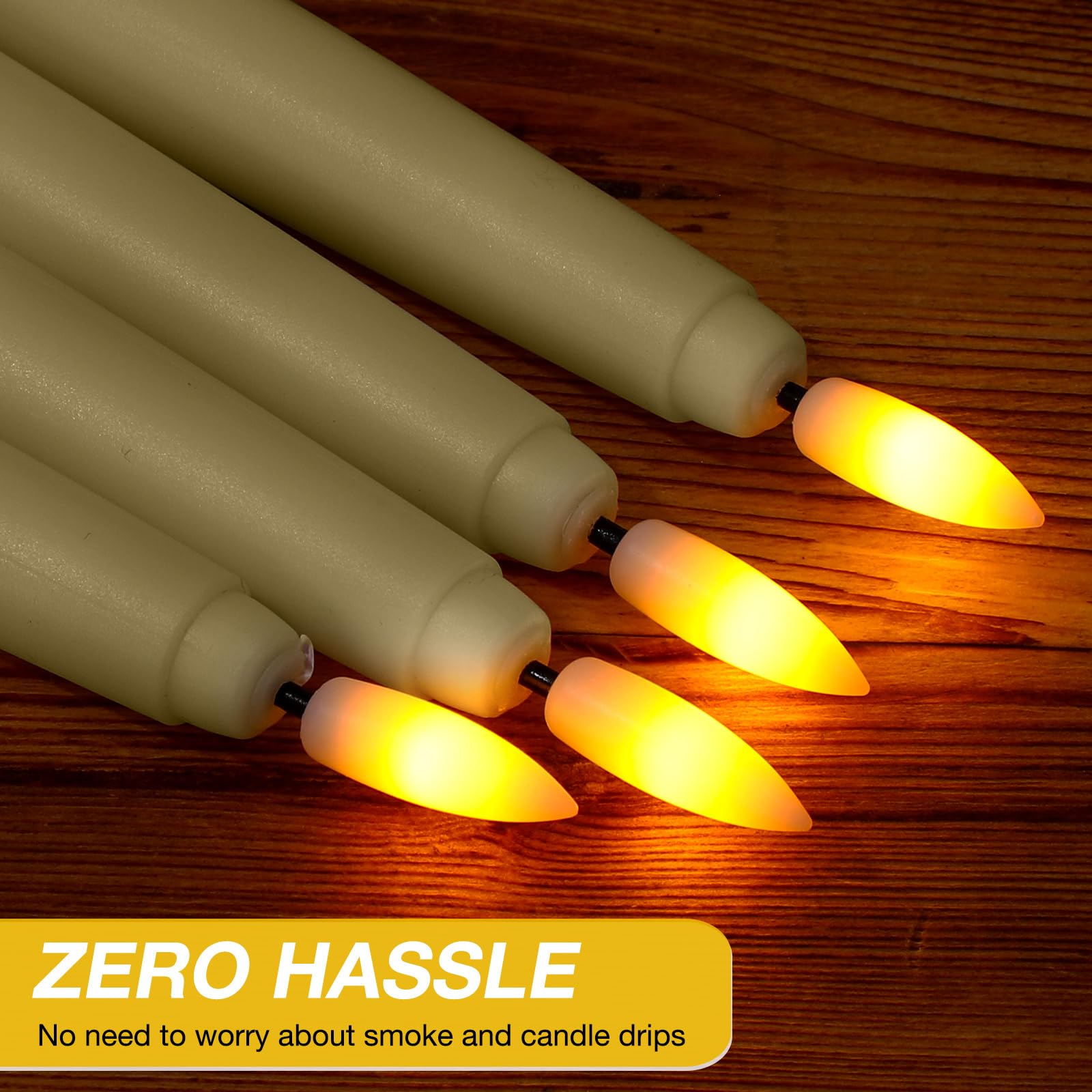 Reginary 48 candele coniche senza fiamma con 4 telecomando, funzionamento a batteria, tremolanti senza fiamma, candele 3D stoppino a LED, luci di cera finta, per matrimoni, Natale, vacanze (avorio, 21