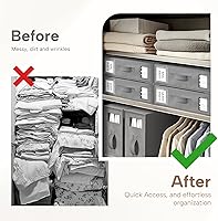 Vista 2 de Criusia Organizadores y Almacenamiento de Sábanas de Cama, Paquete de 6 Cajas Organizadoras de Armario de Ropa Blanca Plegables – Soporte de Ropa